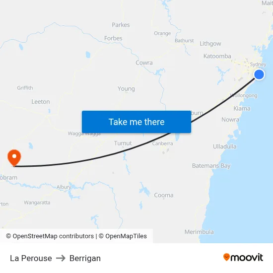 La Perouse to Berrigan map