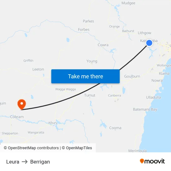 Leura to Berrigan map