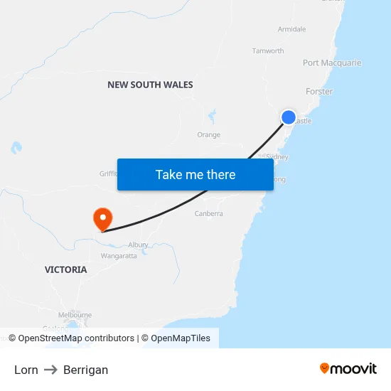 Lorn to Berrigan map