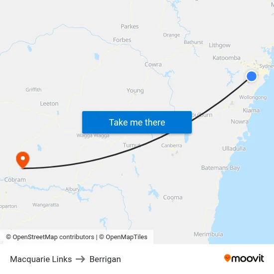 Macquarie Links to Berrigan map