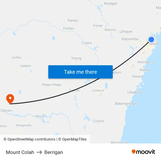 Mount Colah to Berrigan map