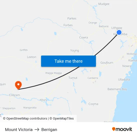 Mount Victoria to Berrigan map
