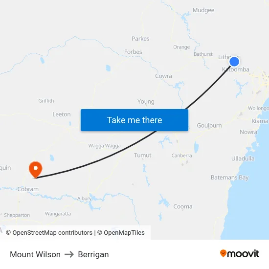 Mount Wilson to Berrigan map