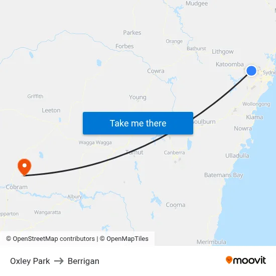 Oxley Park to Berrigan map