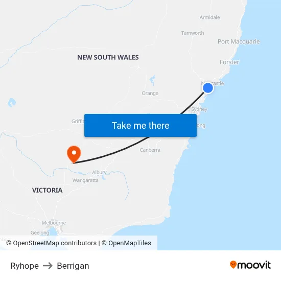 Ryhope to Berrigan map