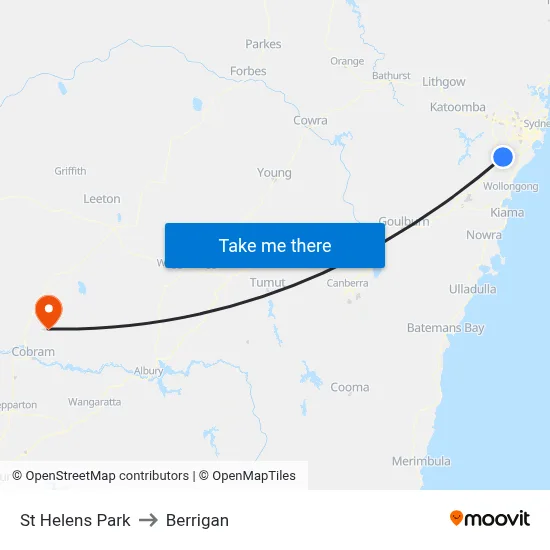 St Helens Park to Berrigan map
