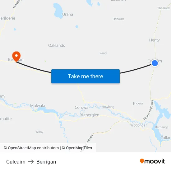 Culcairn to Berrigan map