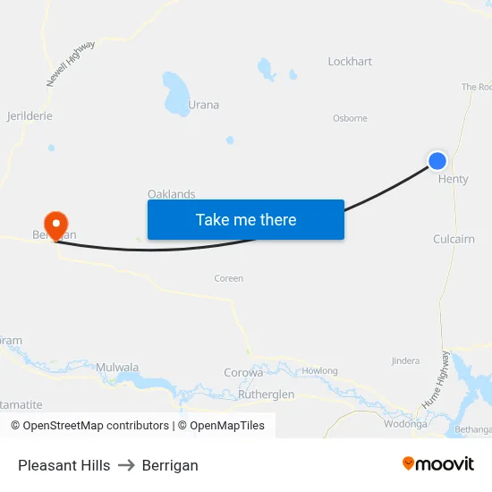 Pleasant Hills to Berrigan map