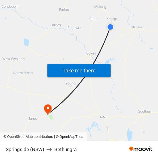 Springside (NSW) to Bethungra map