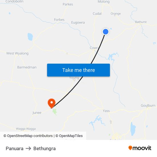 Panuara to Bethungra map