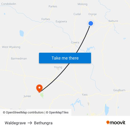 Waldegrave to Bethungra map