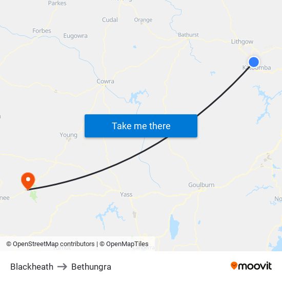 Blackheath to Bethungra map