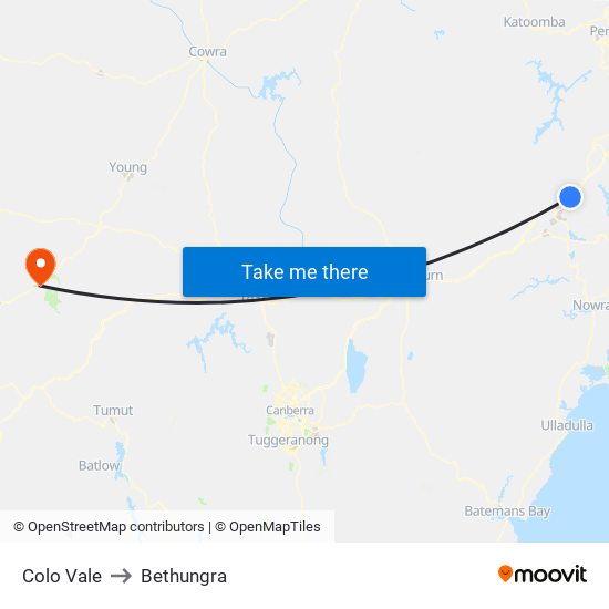 Colo Vale to Bethungra map