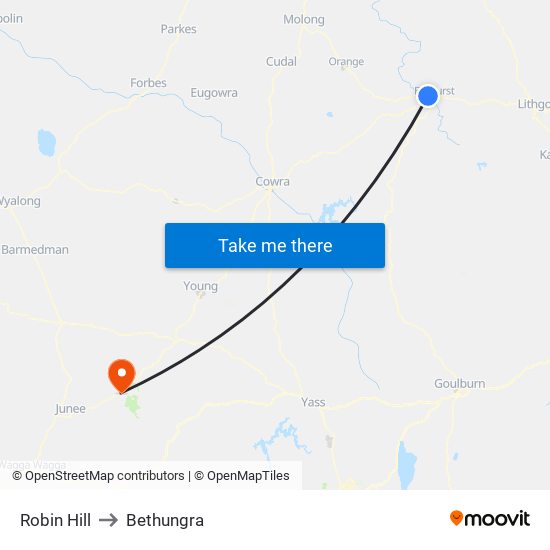 Robin Hill to Bethungra map