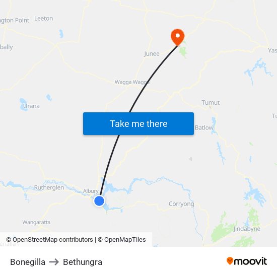 Bonegilla to Bethungra map