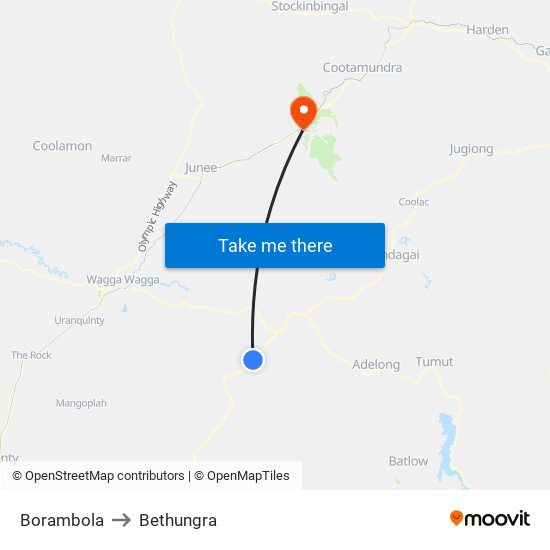 Borambola to Bethungra map