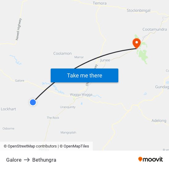 Galore to Bethungra map