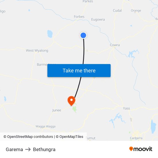 Garema to Bethungra map