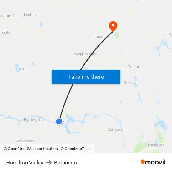 Hamilton Valley to Bethungra map