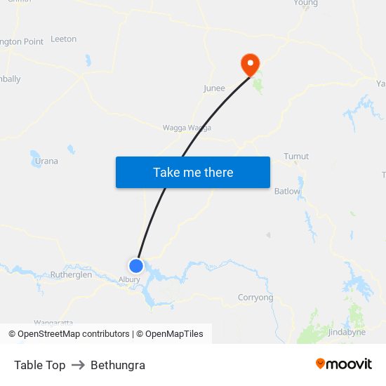 Table Top to Bethungra map