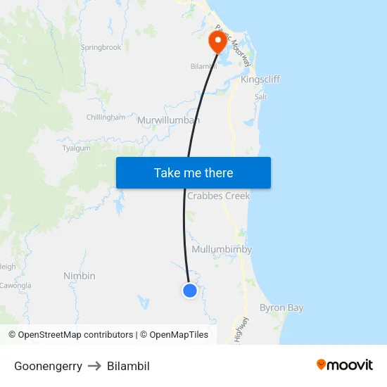 Goonengerry to Bilambil map