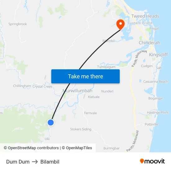 Dum Dum to Bilambil map