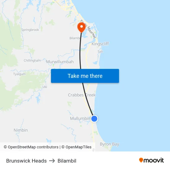 Brunswick Heads to Bilambil map