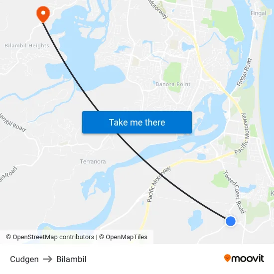 Cudgen to Bilambil map