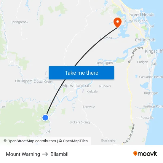 Mount Warning to Bilambil map