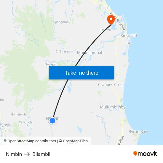 Nimbin to Bilambil map