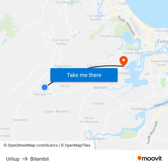 Urliup to Bilambil map