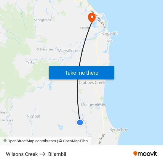 Wilsons Creek to Bilambil map