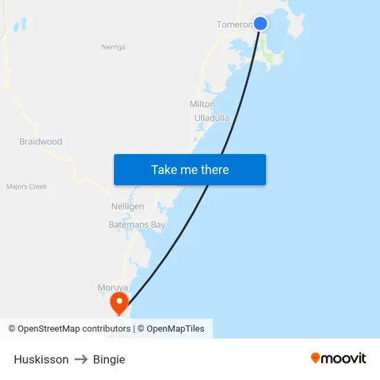 Huskisson to Bingie map