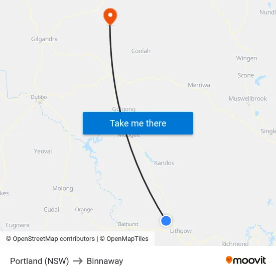 Portland (NSW) to Binnaway map