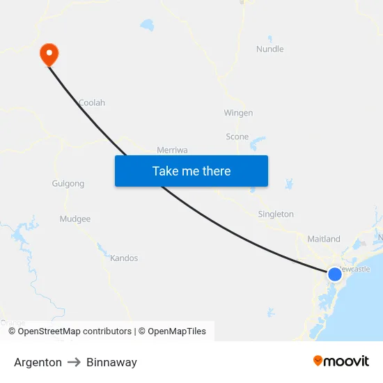 Argenton to Binnaway map