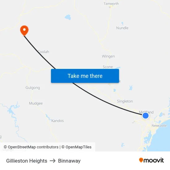 Gillieston Heights to Binnaway map