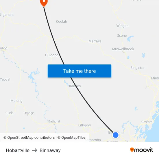 Hobartville to Binnaway map