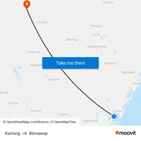 Kariong to Binnaway map