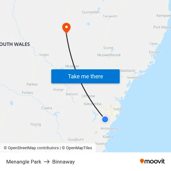 Menangle Park to Binnaway map
