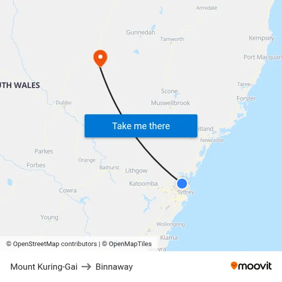 Mount Kuring-Gai to Binnaway map