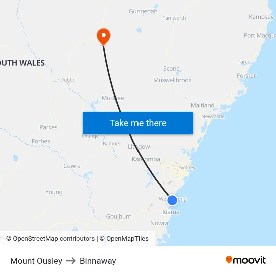 Mount Ousley to Binnaway map