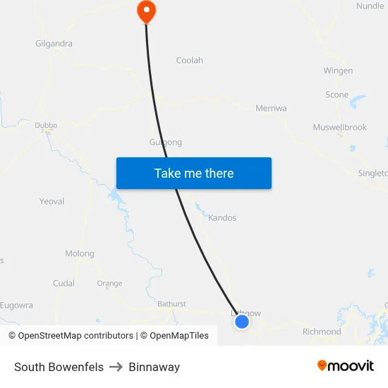 South Bowenfels to Binnaway map