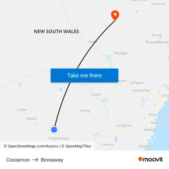 Coolamon to Binnaway map
