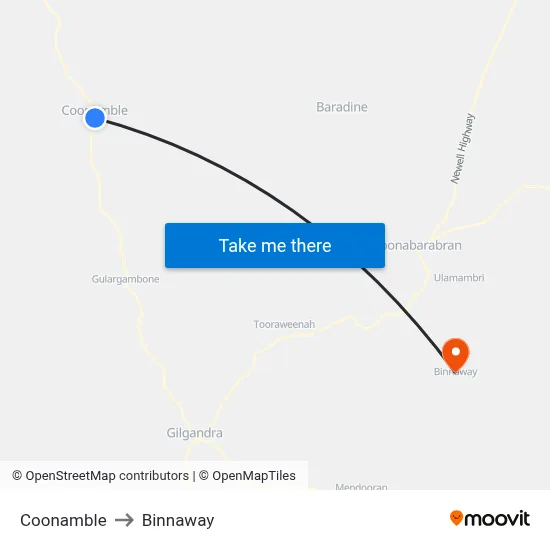 Coonamble to Binnaway map