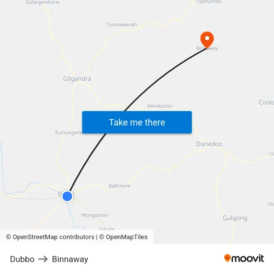 Dubbo to Binnaway map