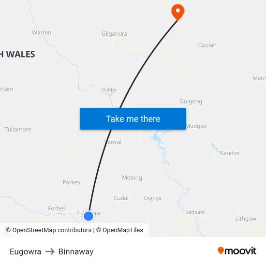 Eugowra to Binnaway map