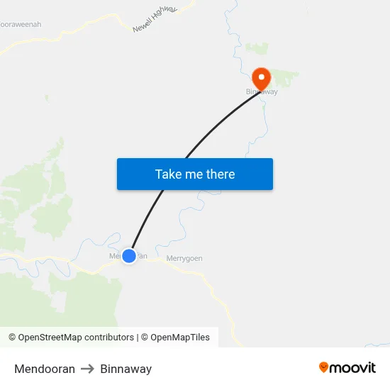 Mendooran to Binnaway map