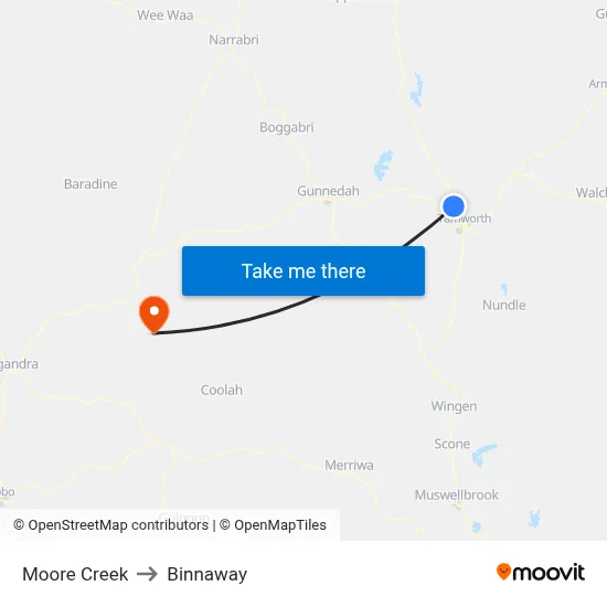 Moore Creek to Binnaway map