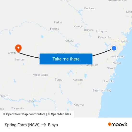 Spring Farm (NSW) to Binya map