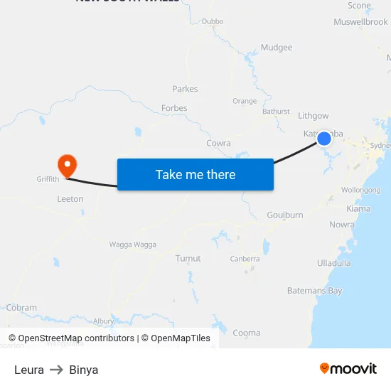 Leura to Binya map
